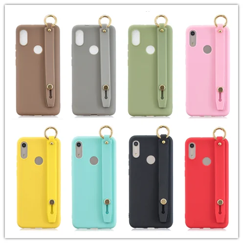 

Cases For iPhone 7 X Fahion Lady Wrist Strap Plain Color Phone Case For iPhone 6S 8 Plus XS MAX XR Matte Soft TPU Silicone Cover