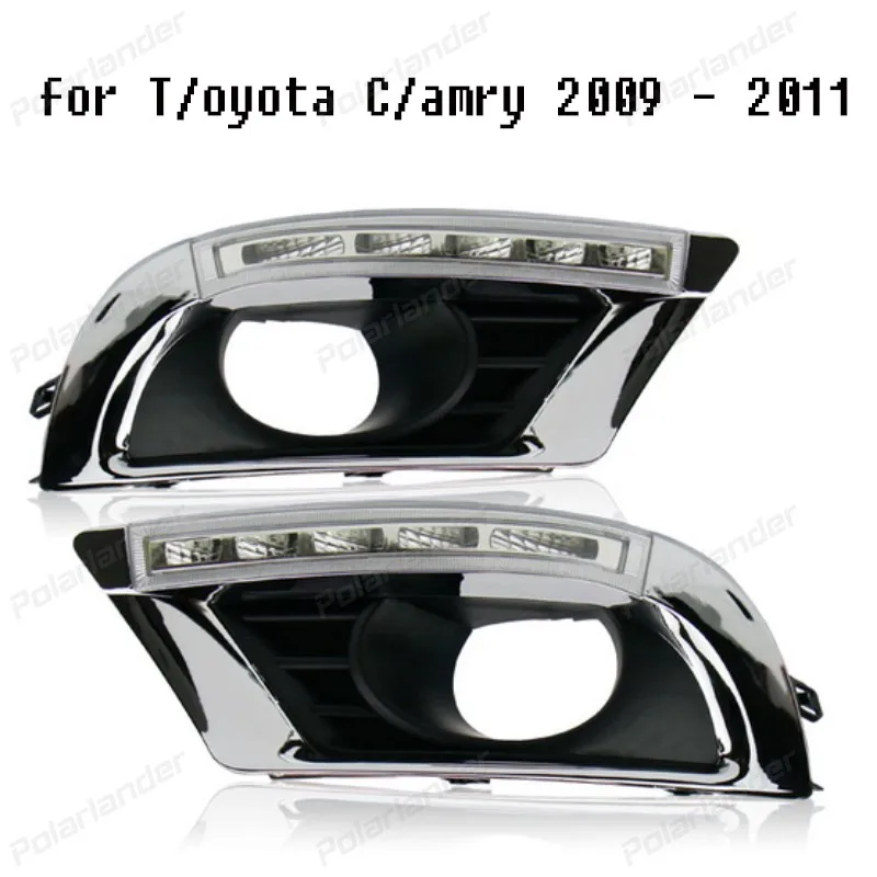 

12V Waterproof Turn Signal style LED CAR DRL daytime running lights with fog lamp for T/oyota C/amry 2009-2011