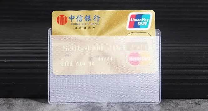 Высокое качество ПВХ ID держатель для кредитных карт Прозрачный чехол для карт