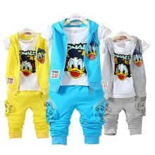 4 Couleur 2016 Garçons Coton Vêtements ensemble Bébé Bébé Filles de Bande Dessinée Cottom Vêtements ensemble, Enfants Printemps & Automne 3 Pcs Sport Vêtements costume
