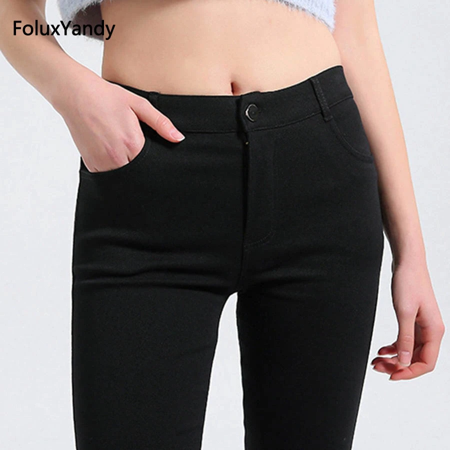 plus size skinny black trousers