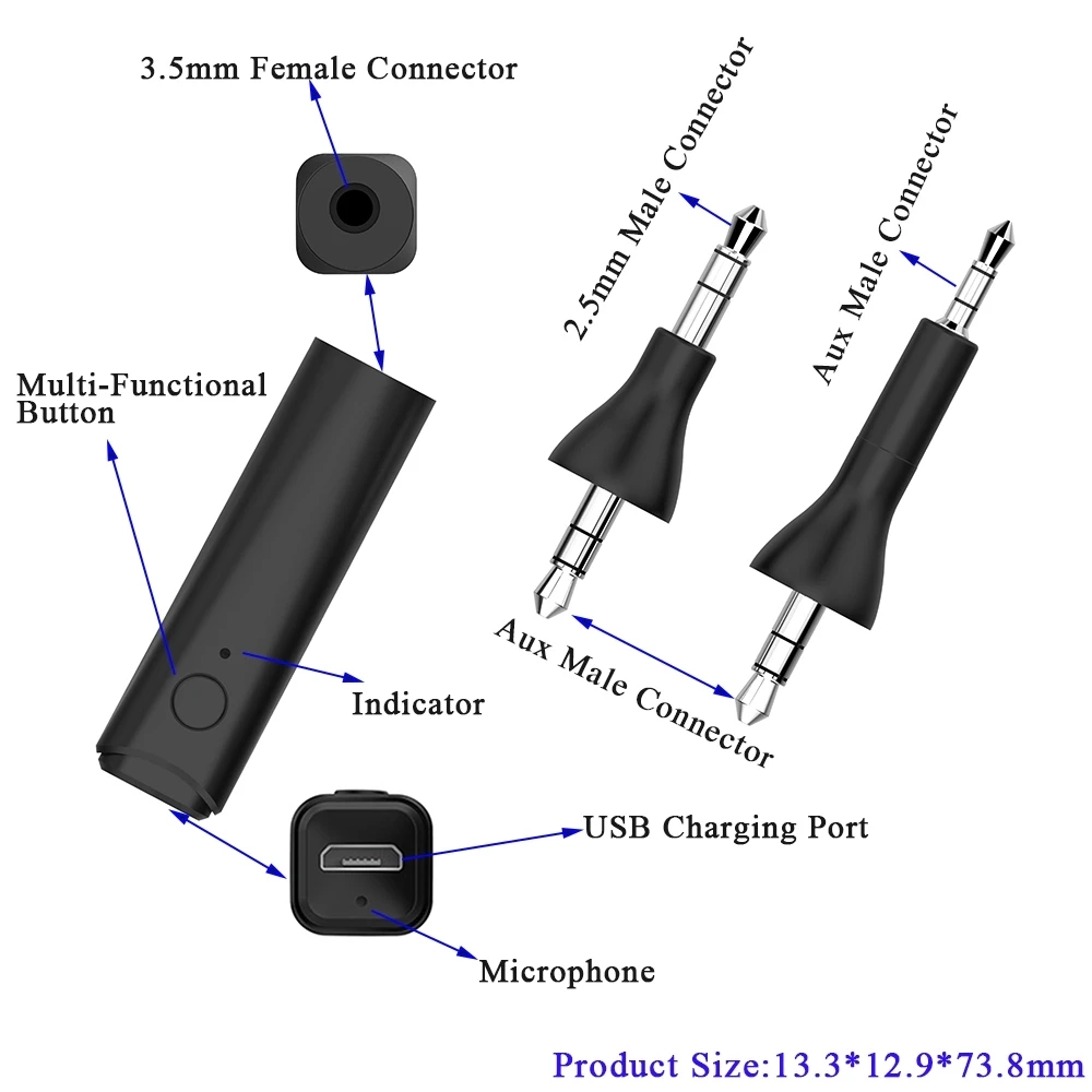 Hevaral Bluetooth Receiver 3 5mm Jack Car AUX Handsfree Bluetooth Stereo Audio Receptor Wireless Adaptador For Headphone Speaker
