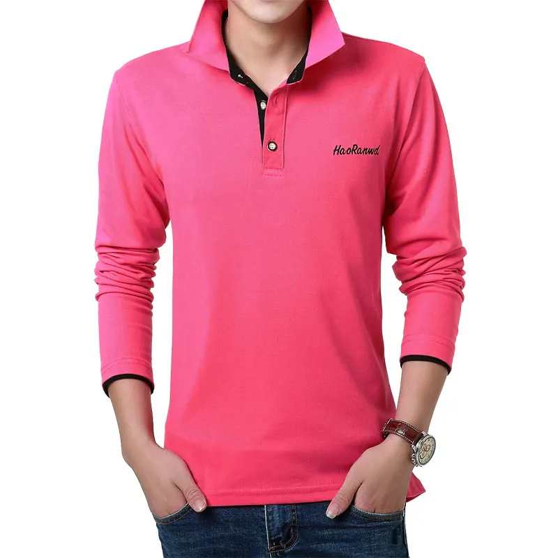 MarKyi, модные мужские рубашки поло с вышитым логотипом, брендовые 23 Цвета, повседневные рубашки поло с длинным рукавом для мужчин, Размер 3xl