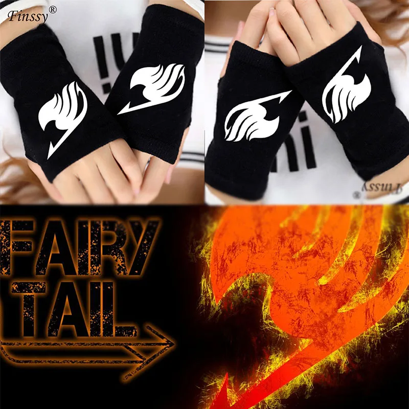 

Anime Fairy Tail Badge My Hero Academia Naruto icon Warm winter soft and comfortable Knitted Fingerless Gloves