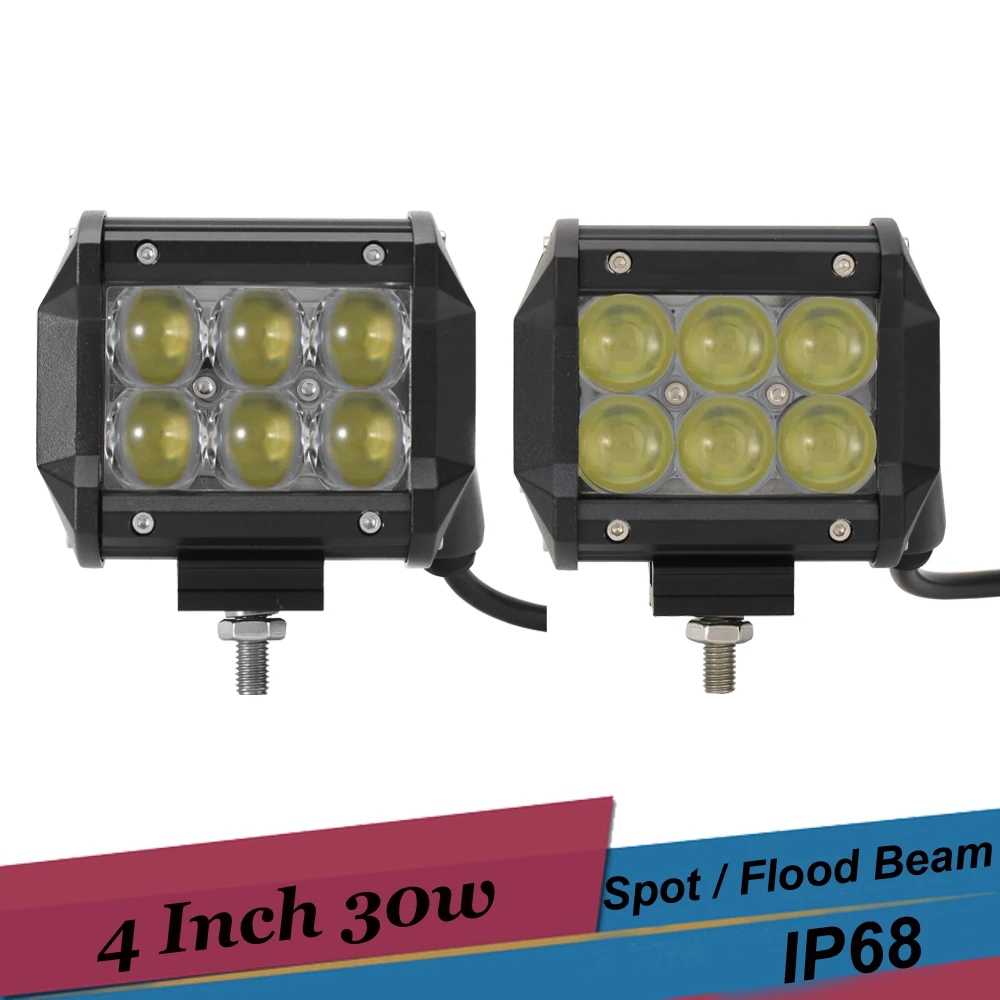 

30w 4'' LED Work Light Offroad 4x4 Driving Fog Light Motorcycle Truck SUV AWD ATV Boat Headlight for Toyota Highlander Venza