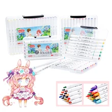 12/24/36/48 студент Аниме Дизайн Ручная роспись перо с двойной головкой алкоголь масло Цвет маркер набор школьных принадлежностей воды Цвет кисть