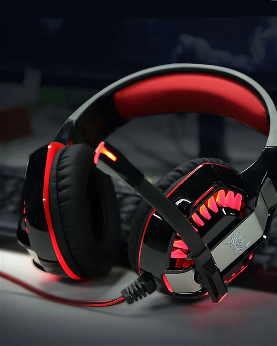 KOTION EACH PC Gaming Headset PC Gamer casque Stereo Headphones with Microphone Dazzle Lights Glow G2000 Upgrade for Computer (15)