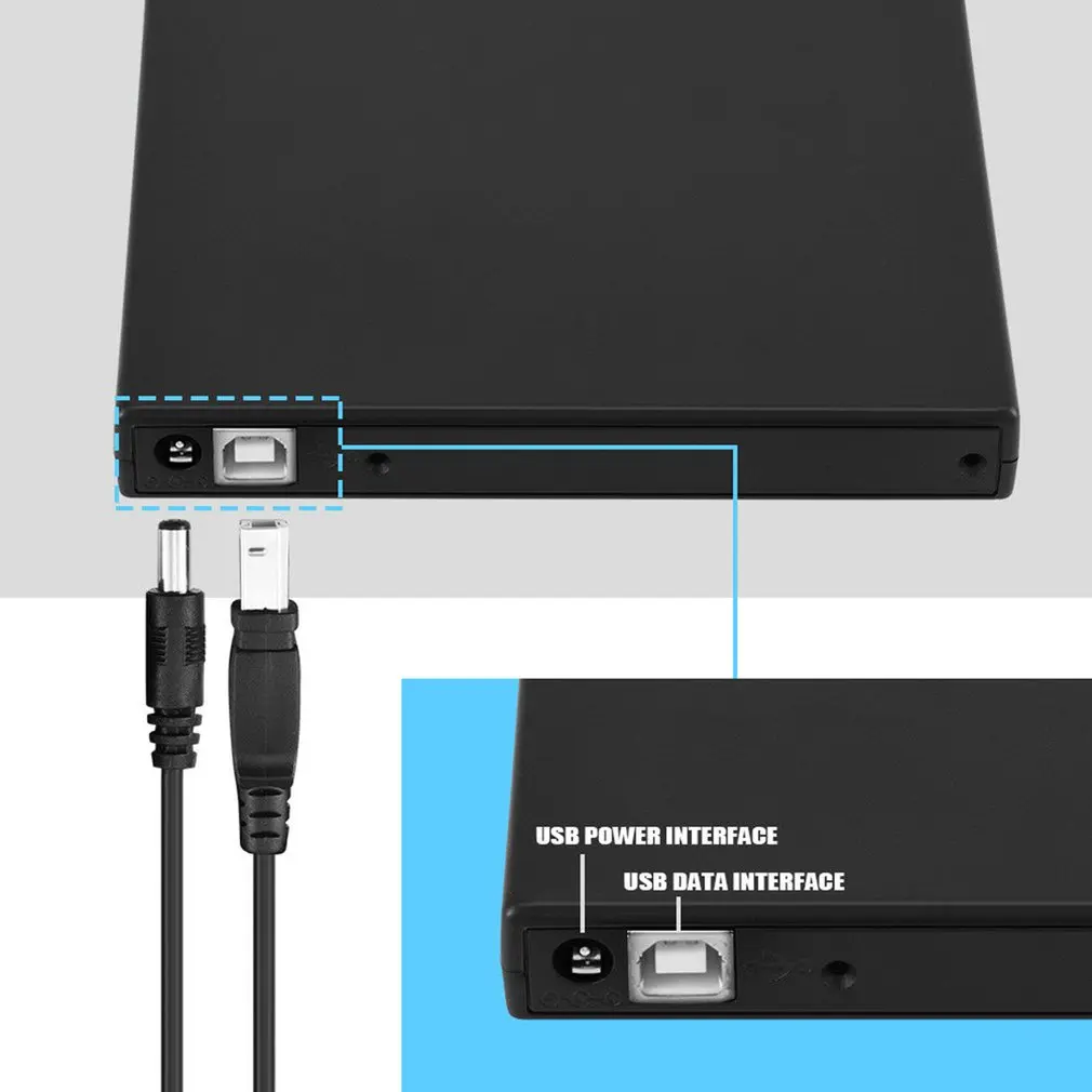 Черный Портативный прочный USB 2,0 Тонкий внешний карман для 12,7 мм SATA CD DVD горелки оптический привод