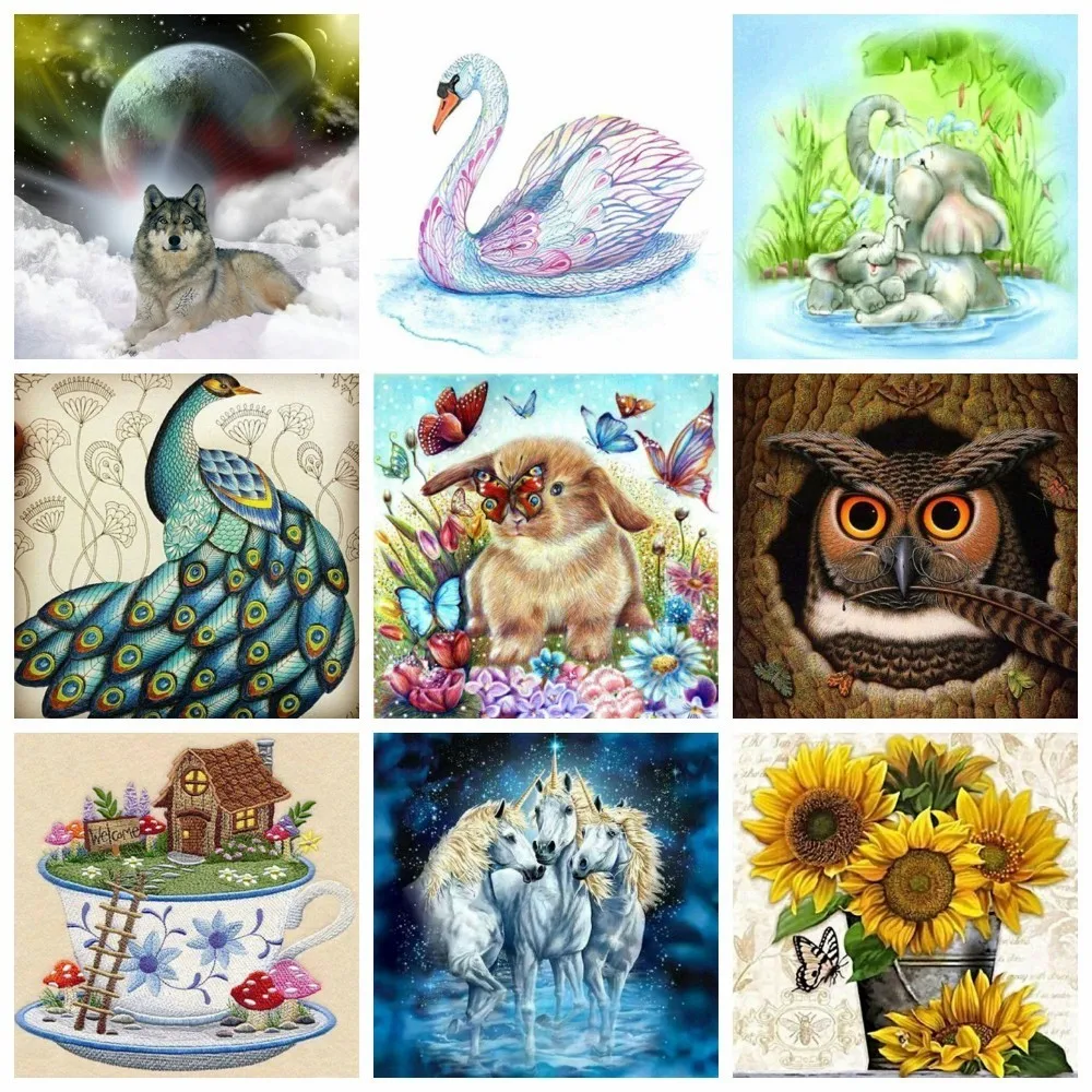 

HUACAN Diamond Embroidery Animals DIY Diamond Painting Swan Full Drill Square Cross Stitch Picture Of Rhinestone Diamond Mosaic