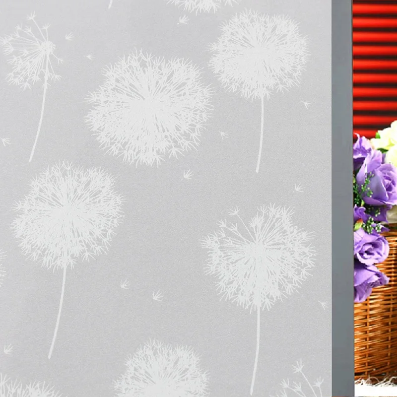 Dandelion Home Decoration 40x200cm Removable Recyclable Frosted Glass Window Film Flower Sticker