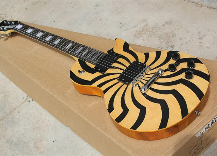 Factory custom Wood Color Windmill Electric Guitar with 2H Pickups