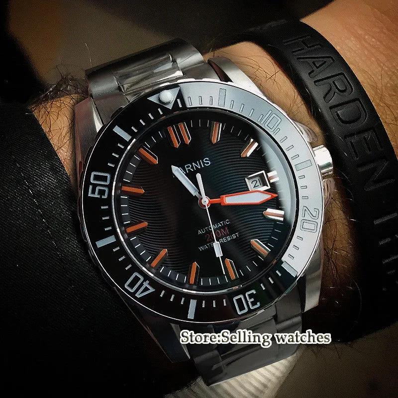 43 мм часы Parnis Diver с сапфировым стеклом и керамическим ободком с ...