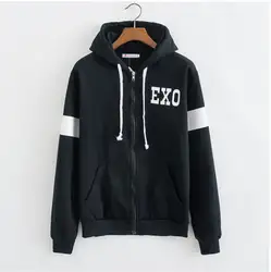 2016 экзо sudadera кон capucha para mujeres chndales де Тела de moda sudadera bisbol Exo sobredosis Feminino cremallera jueg