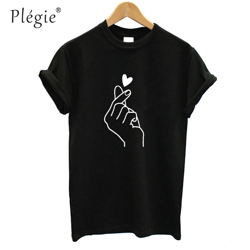 

Plegie New Arrival Women T Shirt Graphic Love Hand Funny Summer Tops Plus Size Tee Shirt Femme Hipster Clothes Streetwear Tshirt