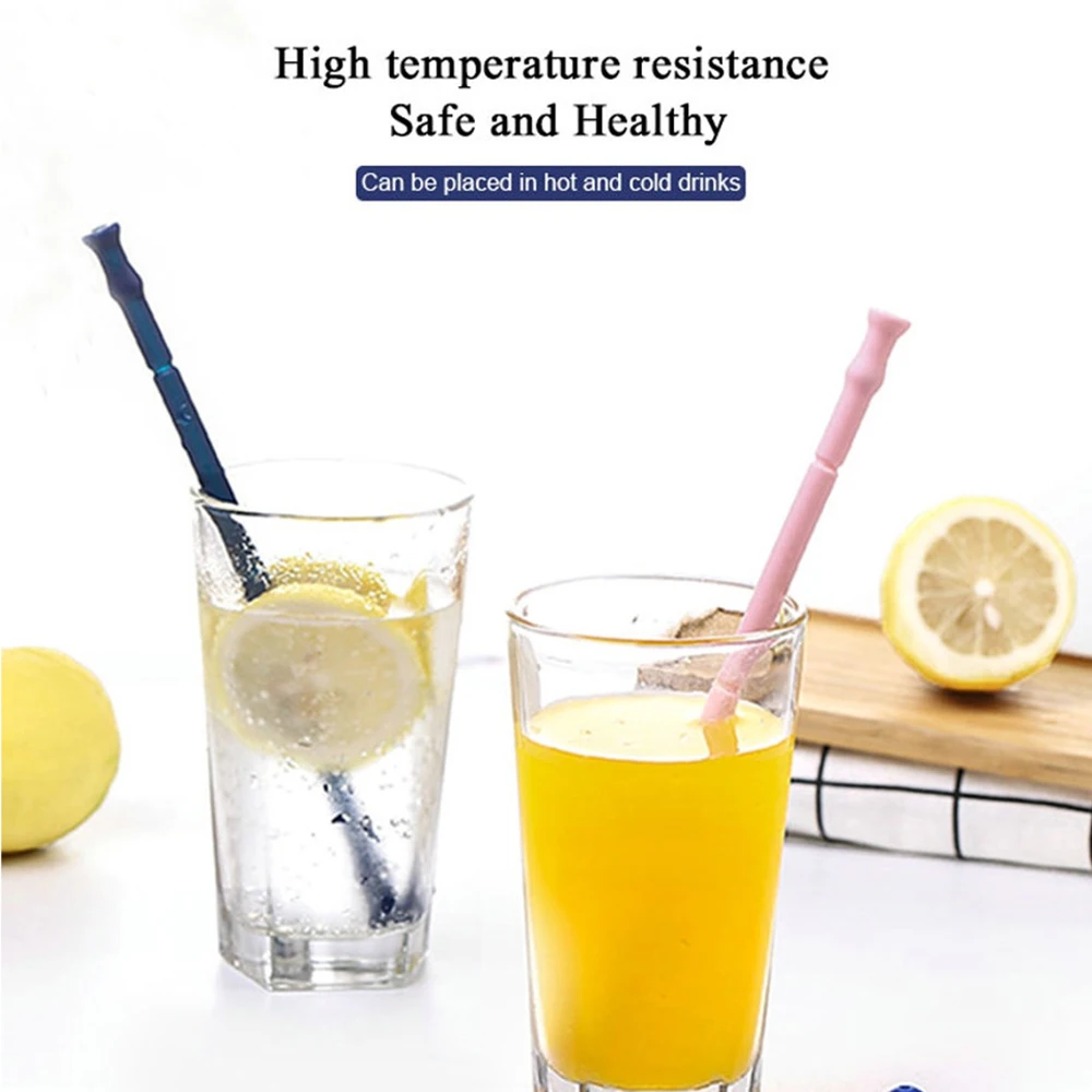 

3pcsEco Friendly Reusable Folding Silicone Straw Smoothies Drinking Straws Set with Cleaning Brush & Capsule Box for Home Travel