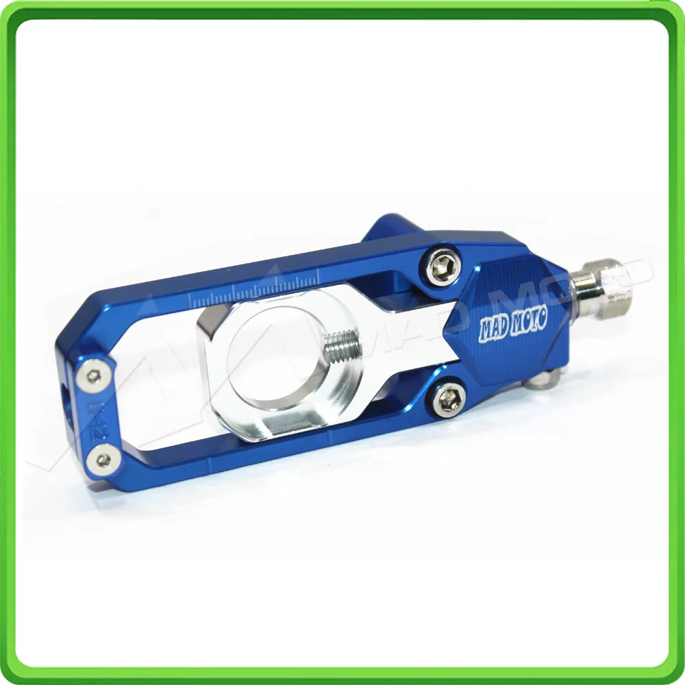Motorcycle Chain Tensioner Adjuster fit for KAWASAKI Ninja ZX6R ZX-6R 2005 2006 2007 2008 2009 2010 2011 2012 Blue & Silver (6)