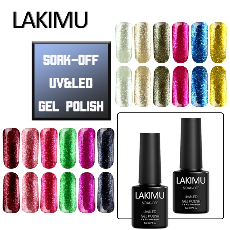 LAKIMU 7 мл Платиновые гель Лаки УФ для ногтей Блестящий цветной глянцевый