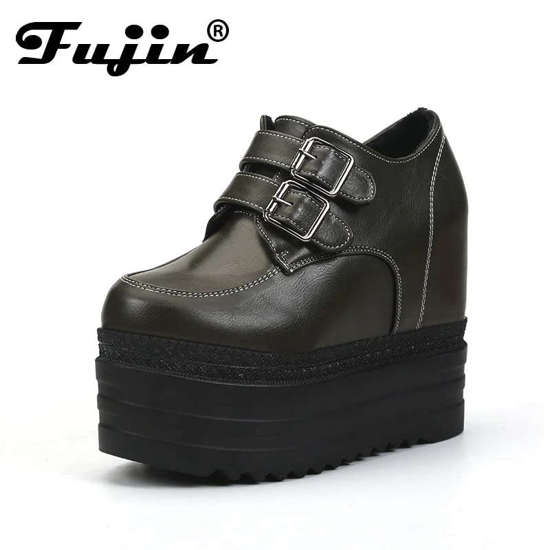 

Fujin 2018 Autumn Women Flats Shoes Platform Sneakers Shoes Pu Leather Casual Shoes Slip On Flats Heels Creepers Moccasins