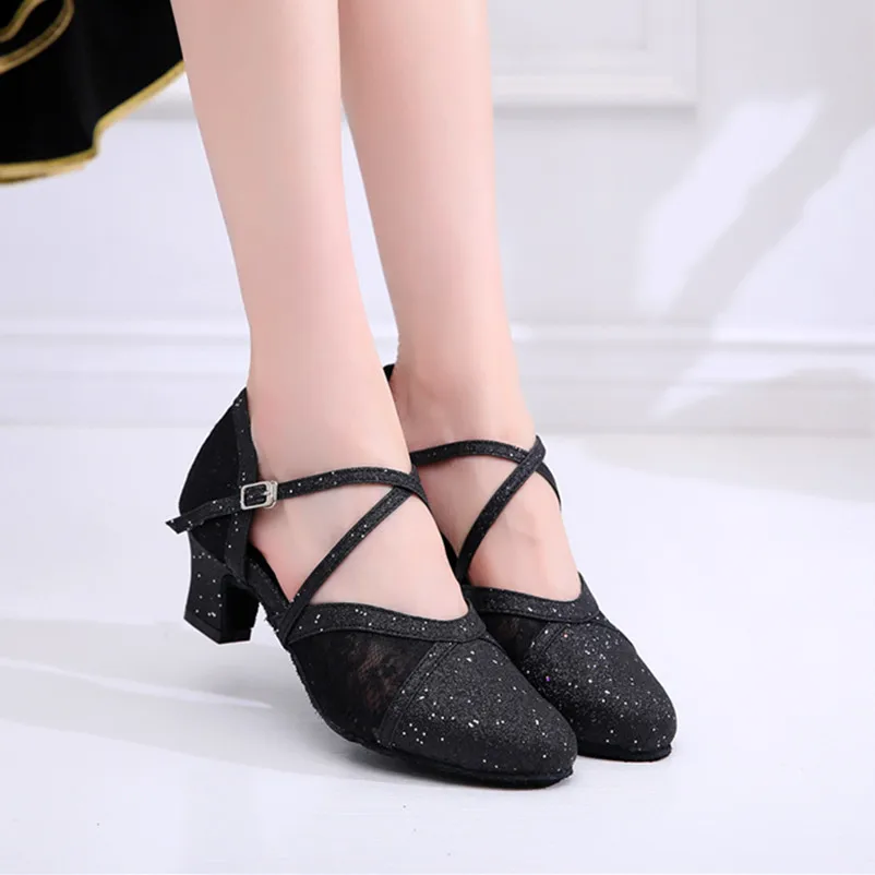 black ballroom heels