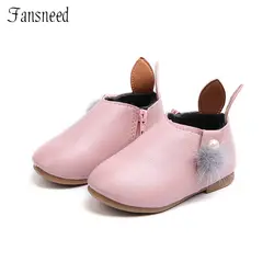 2019 г. весна-осень, новые детские Нескользящие ботинки с кроличьими ушками и боковой молнией, дышащие детские ботинки