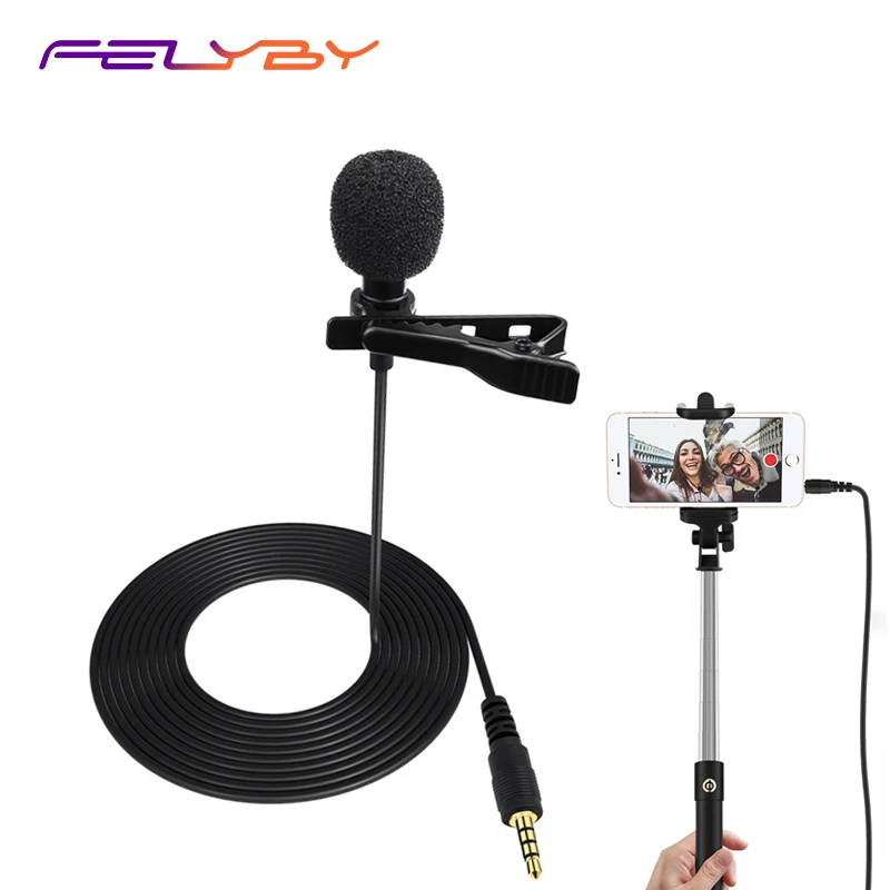 

profession Portable Clip-on Lapel Microphone 3.5mm Hands-free Mini Wired Condenser Microphone for IOS for Android phones