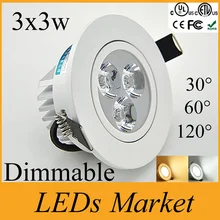 Горячая белый корпус 110 v 220 v 9 w светодиодный встраиваемый свет светодиодный светильник с регулируемой яркостью Теплый Холодный белый 3000 k CRI 85+ светодиодный драйвер DHL