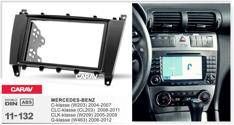 2DIN Doppel Radio Blende passend Mercedes CLK-Klasse W209 Facelift 2005-2009 