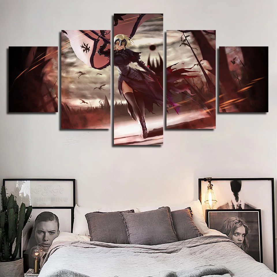 

Home Decor Canvas Painting 5 Pieces Fate Grand Order Role Game Anime Fate Stay Night Poster Wall Art Frame Modular Print Picture