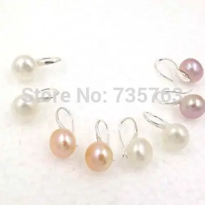 

xiuli 00281 multicolor 9mm 5pairs genuine freshwater pearl earring soup ladle hook shape
