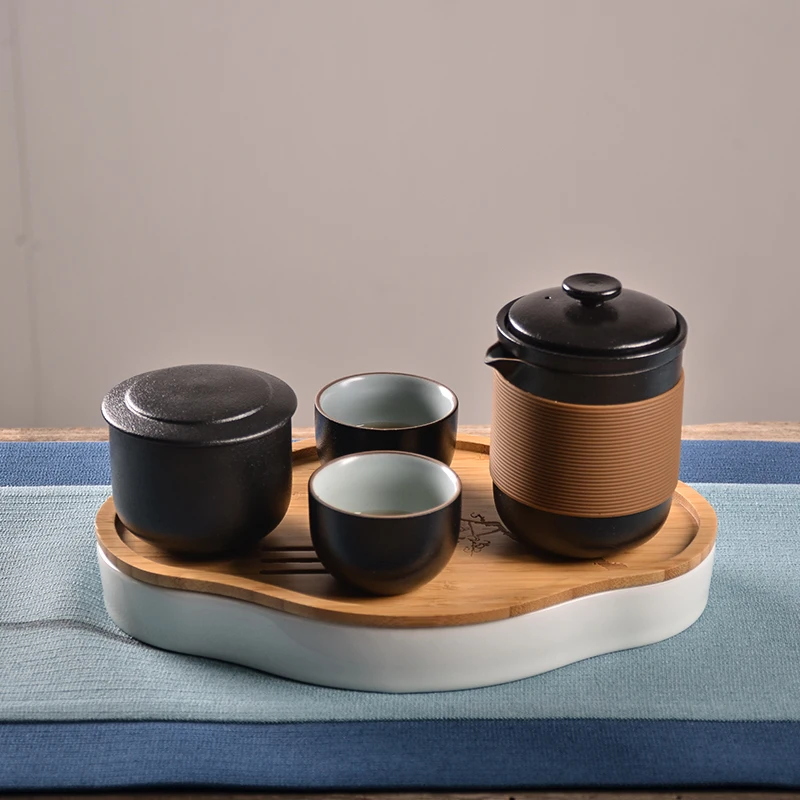  TANGPIN japanese black crockery ceramic teapot teacups tea canister portable travel tea sets with t