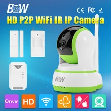 P/T HD Cámara IP WiFi 720 P 3.6mm Endoscopio Lente de Seguridad IR-Cut p2p onvif con puerta y infrarrojos motion sensor y el detector de gas