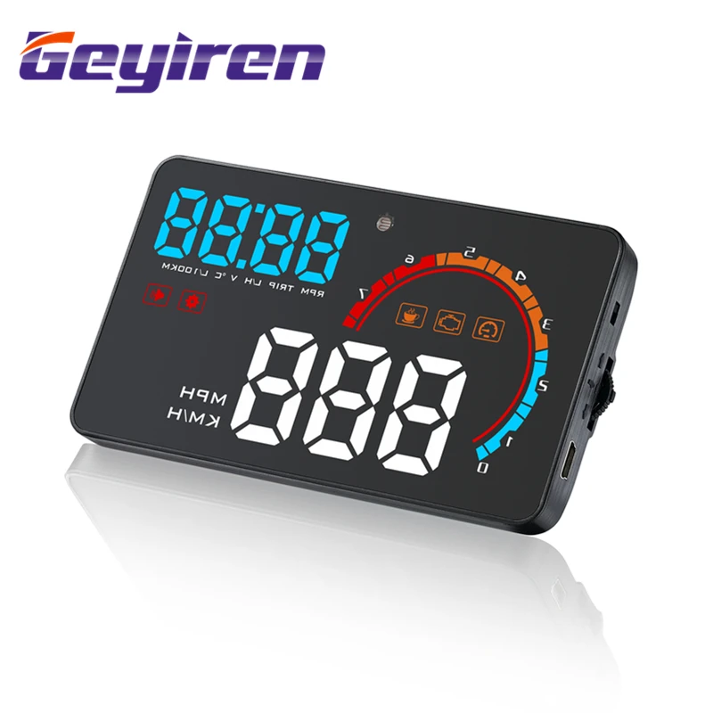 Geyiren D2000 Автомобиль несколько информации HUD Дисплей OBD2 скорость об/мин Расход топлива приборной панели лобовое стекло проектор