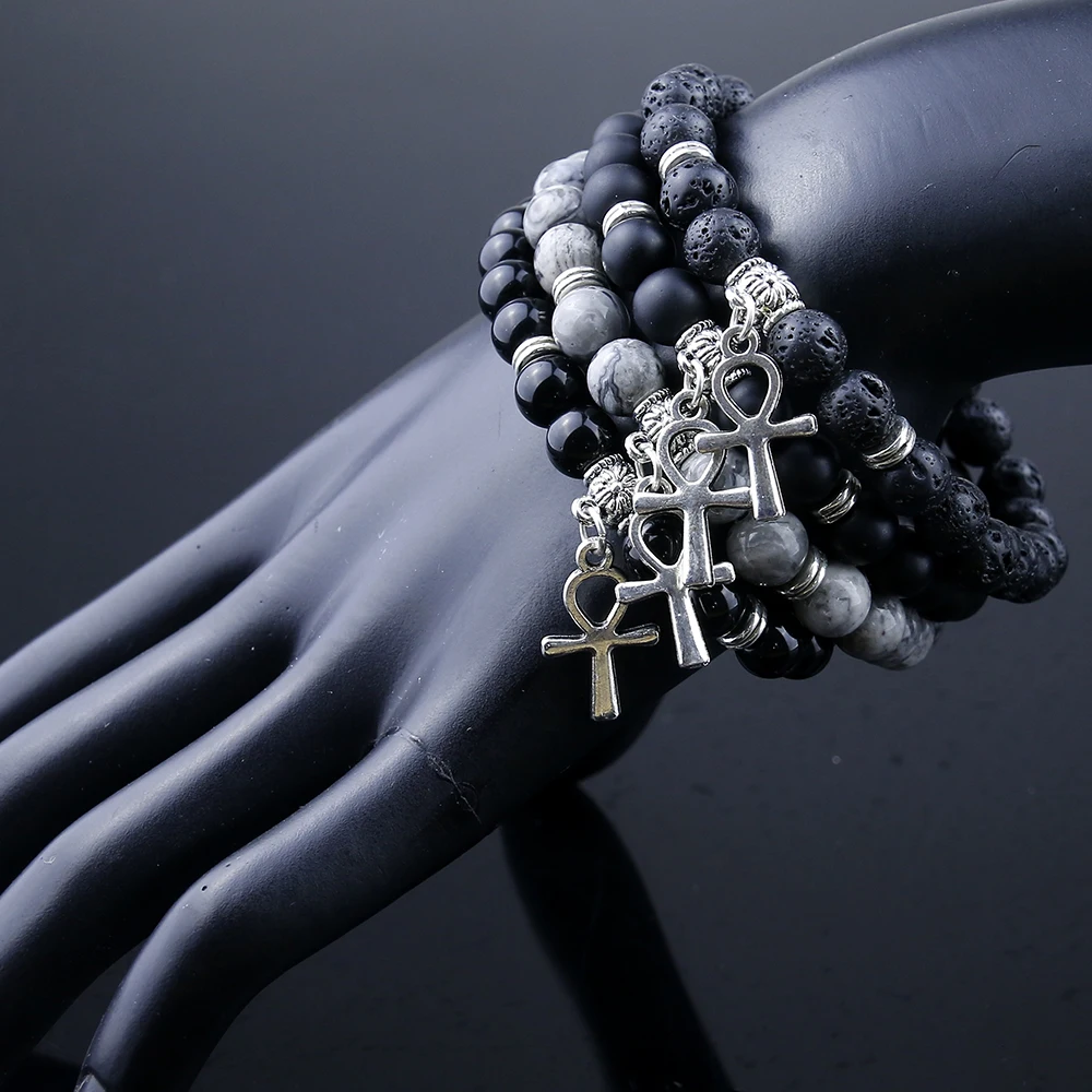 Egyptian Ankh Cross Natural Onyx Stone Bracelet Woman,Jewelry Women Men Egypt Hieroglyphs,Crux Ansata Amulet Gift - Image 6