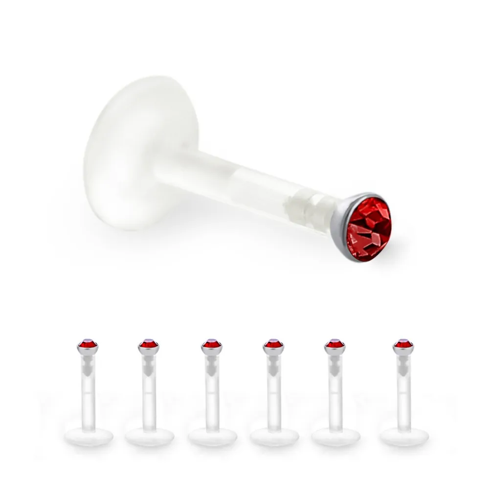 Crystal Bioplast Flexibele Labret Piercing Stud Sieraden 16g Sieraden Lichaamssieraden Neusringen & studs 