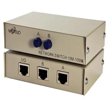 

2 Port Manual RJ45 Switch Metal, RJ-45 Network Switch Ethernet sharing device Swicher 100MHz 1 in 2 out or 2 in 1 out