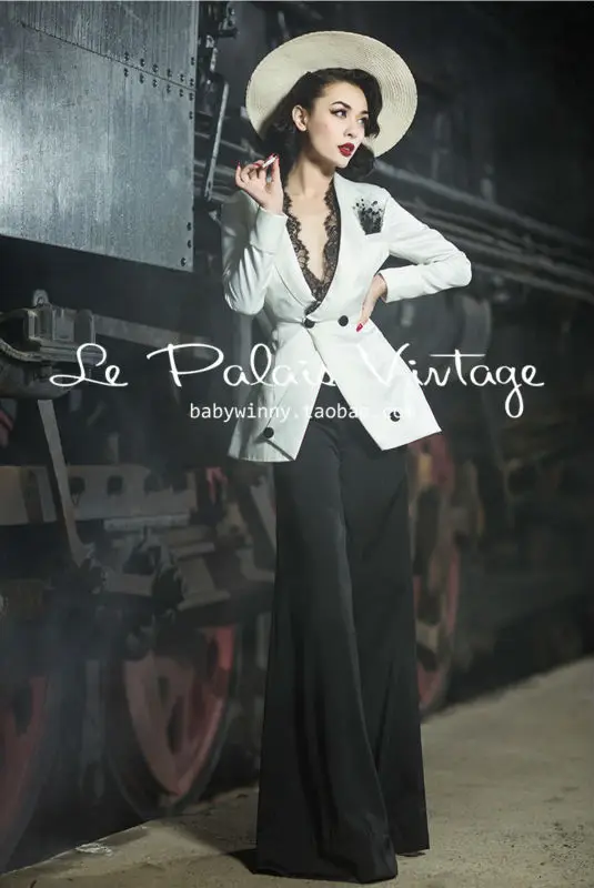 Бесплатная доставка Le Palais Винтаж элегантный классический тонкая талия юбка кружева пиджак курение костюм
