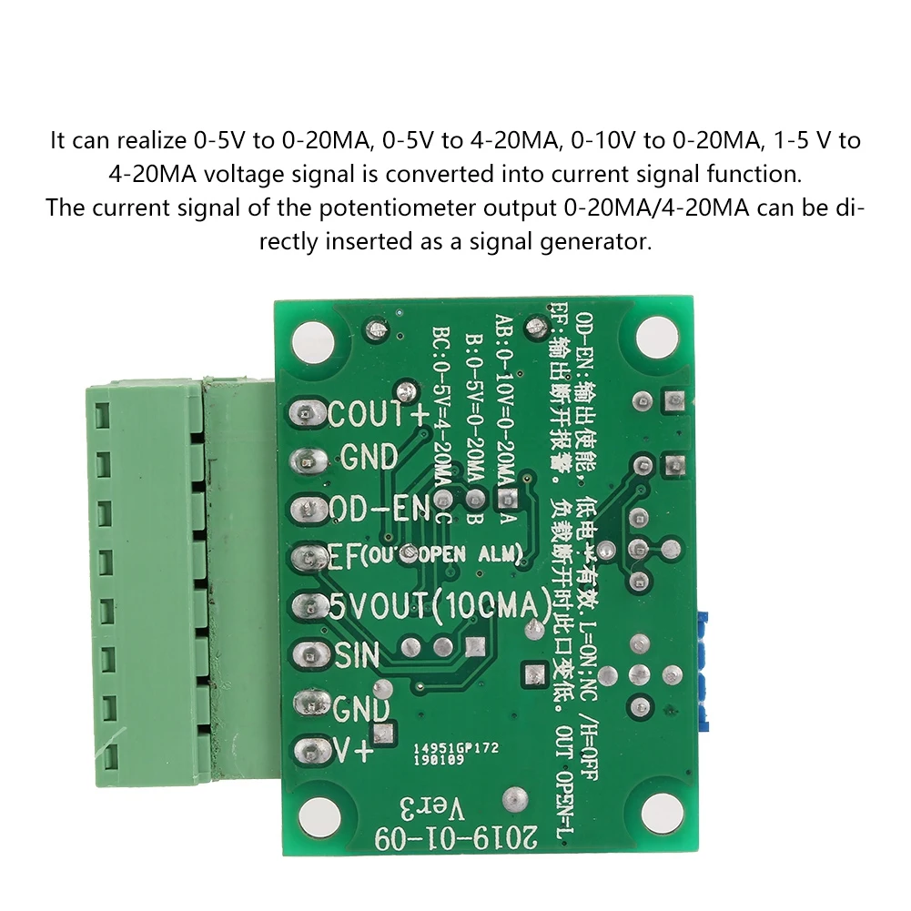 0-5 В/0-10 В/1-5 в до 0-20 мА/4-20 мА напряжение в Текущий Модуль преобразователь тока сигнала с подходящим триммерным потенциометром