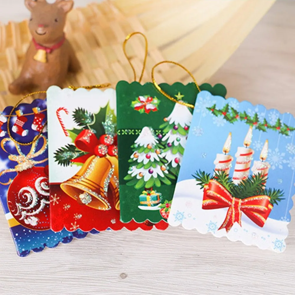 

10Pcs paper Creative Greeting Card Christmas Tree Ornaments Kids Little Gifts Christmas Party Decorations color sent randomly