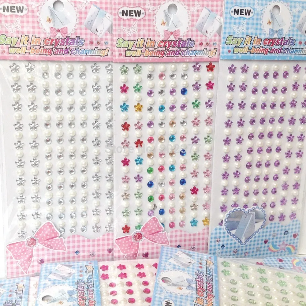 2015 Car Styling Accessories All free Shipping sh-002 210pcs Mixed Colors Gems Heart Acrylic Sticker for Crystal Stickers |