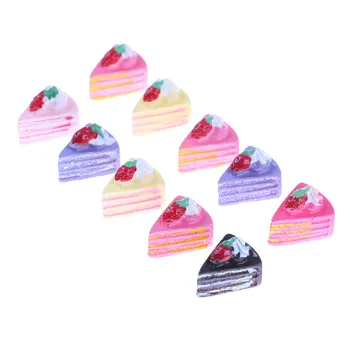

10PCS Artificial Fake Food Cake Resin Cabochon Craft Play Doll House Toy Decorative Kawaii Flat Back DIY Miniature