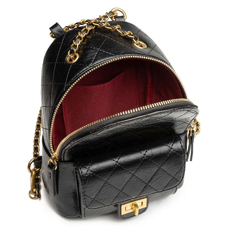 Качественный Мини-женский рюкзак Ins, рюкзаки, сумка Красного/черного цвета с ромбовидной решеткой для девушек, молодежные женские рюкзаки для женщин, сумки через плечо