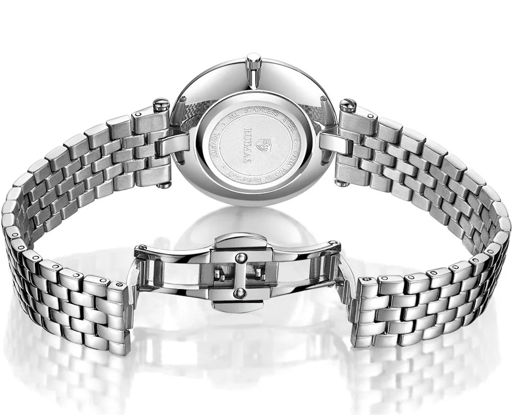 Женские часы RUIMAS, женские модные ультра-тонкие кварцевые часы, Роскошные наручные часы из нержавеющей стали, женские часы-браслет