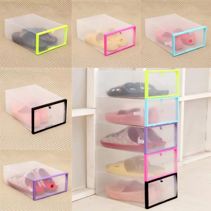 

2018 Foldable Stackable Clear Plastic Drawer Case Organizer Box Holder shoe storage for home 4.26
