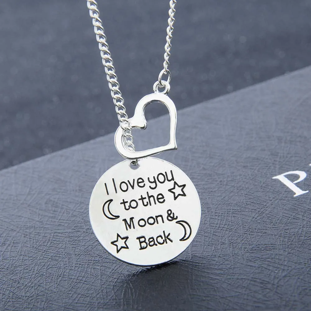 

New Arriva I love You To Moon&Back Love Moon Star Necklace Romantic imaginative Jewelry Charm Lover Family Party Gifts
