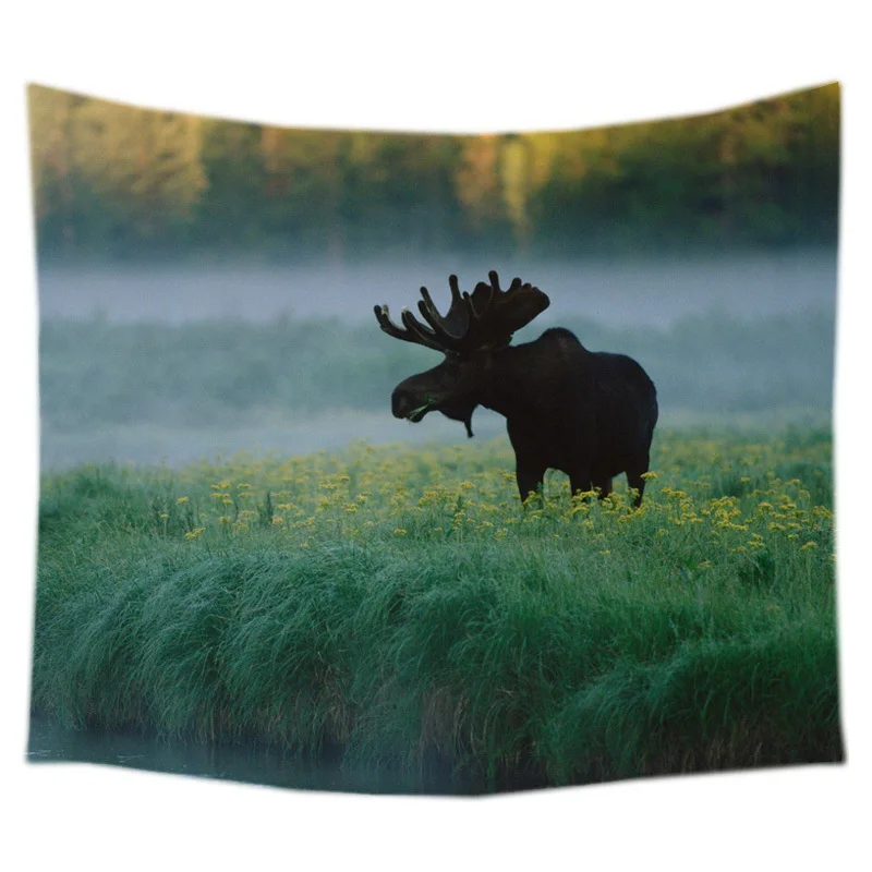 Настенный Гобелен североамериканский Moose индивидуальное покрывало на кровать в