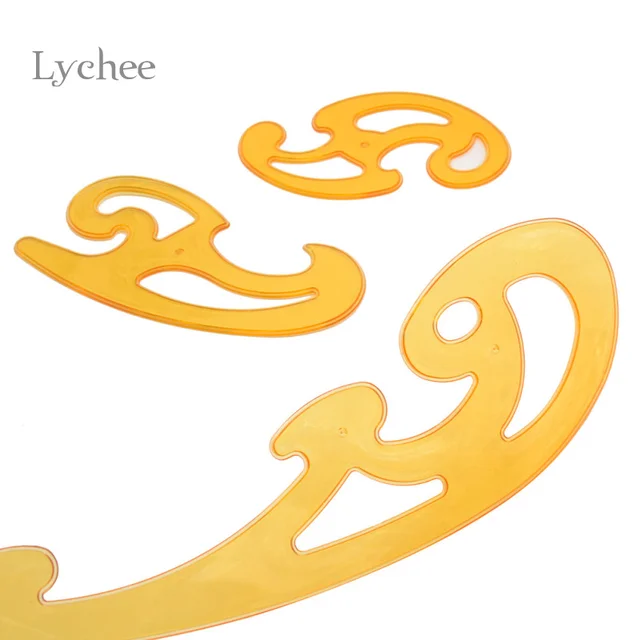 lychee 3 pieces set orange curve template ruler paper crafts tool