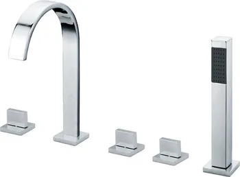 

Limited Real Ceramic Contemporary Free Shipping-solid Finishing 5 Holes Square Bathtub Faucet Mixer Tap-wholesale-2409
