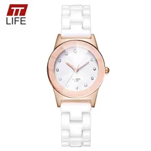 2016 Nueva TTLIFE Marca Señoras Reloj De Cerámica de Lujo de Relojes de Pulsera con Correa De Aleación Fina Mujeres Vestido Reloj relogio feminino