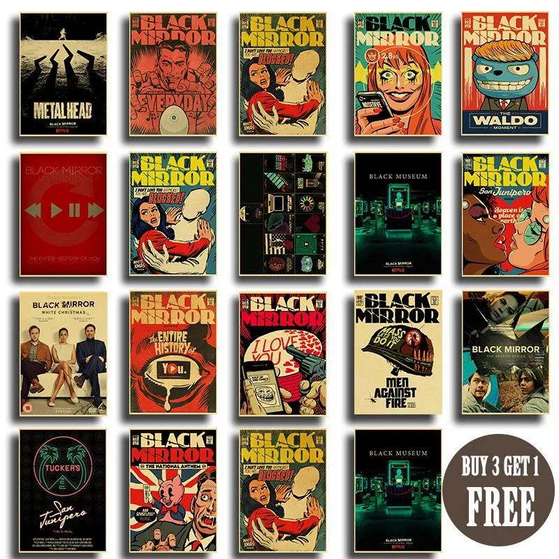 

BBC playlet Black Mirror Creative retro poster kraft paper home room decor Art printed painting art vintage poster wall sticker