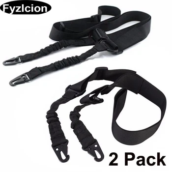 

2PCS Nylon 2-Point Tactical Rifle Gun Strap Sling CQB Elastic Bungee Snap Hook Holder Elastic Bungee